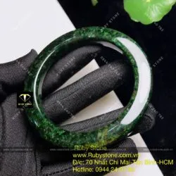 Vòng ngọc Cẩm thach sơn thuỷ xanh đen, bản vuông 10mm - Ảnh 4