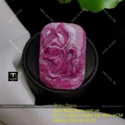 Mặt dây chuyền liên hoa Ruby Nam Phi, KT 38x26mm - Hình ảnh 5