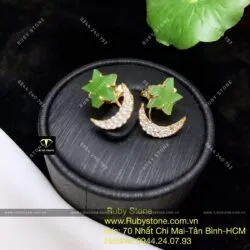 Khuyên tai trăng sao Ngọc bích, vàng 18k - Ảnh 4