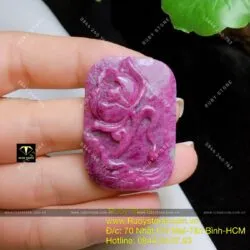 Mặt dây chuyền liên hoa Ruby Nam Phi, KT 38x26mm - Hình ảnh 8