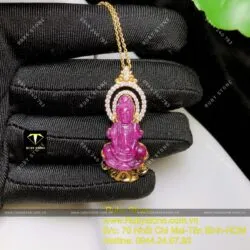 Phật Bà Quan Âm Ruby Nam Phi, KT 38mm, vàng 18k - Hình ảnh 10