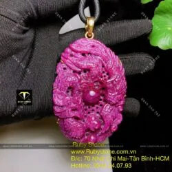 Mặt dây chuyền Long Phụng Ruby Nam Phi, vàng 18k, KT 70mm - Hình ảnh 5
