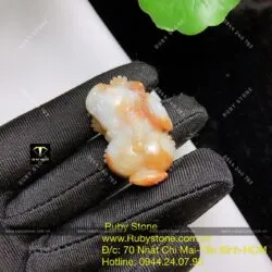 Tỳ hưu cẩm thạch huyết chạm trổ tinh xảo, KT 37mm - Hình ảnh 7