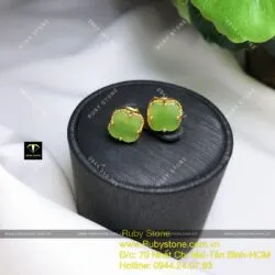 Khuyên tai cỏ bốn cánh ngọc bích, vàng 10k