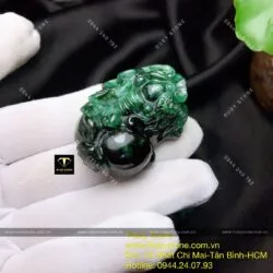 Cặp tỳ hưu ngọc cẩm thạch sơn thuỷ xanh (jadeite A) - Hình ảnh 5