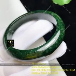 Vòng ngọc Cẩm thạch sơn thuỷ xanh đen, bản 15mm - Ảnh 3