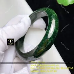Vòng ngọc Cẩm thạch sơn thuỷ xanh đen, bản 15mm - Ảnh 5