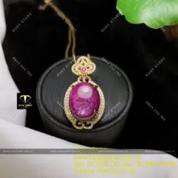 Mặt dây chuyền Oval Ruby Nam Phi, vàng 18k
