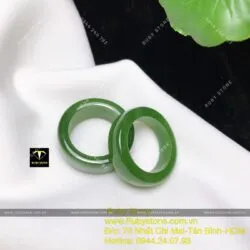 Nhẫn cặp ngọc bích Canada xanh lá, bản 12 và 6 ly - Ảnh 2