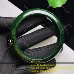 Vòng ngọc Cẩm thạch sơn thuỷ xanh đen, bản 15mm - Ảnh 15