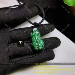 Mặt dây chuyền tỳ hưu Cẩm thạch sơn thuỷ (jadeite A) - Hình ảnh 2