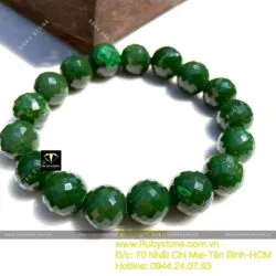 Vòng tay Ngọc bích màu đậm, mài giác 12 ly