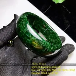 Vòng bản ngọc Cẩm thạch sơn thuỷ xanh đen, bản 21mm