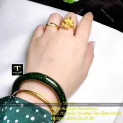 Vòng ngọc Cẩm thạch sơn thuỷ xanh đen, bản tròn 10mm - Ảnh 6