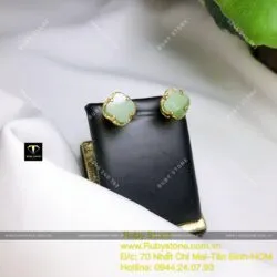 Khuyên tai cỏ bốn cánh ngọc bích, vàng 10k - Hình ảnh 6