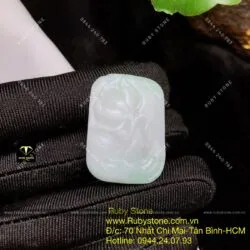 Mặt dây chuyền liên hoa (hoa sen) ngọc Cẩm thạch, KT 32mm - Hình ảnh 9