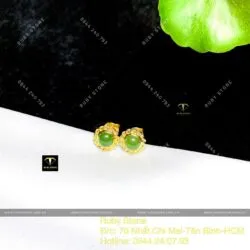 Khuyên tai Ngọc Bích 6 ly chỉ se, vàng 18k - Ảnh 6