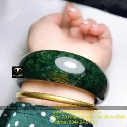 Vòng bản ngọc Cẩm thạch sơn thuỷ xanh đen, bản 21mm Vòng bản ngọc Cẩm thạch sơn thuỷ xanh đen, bản 21mm