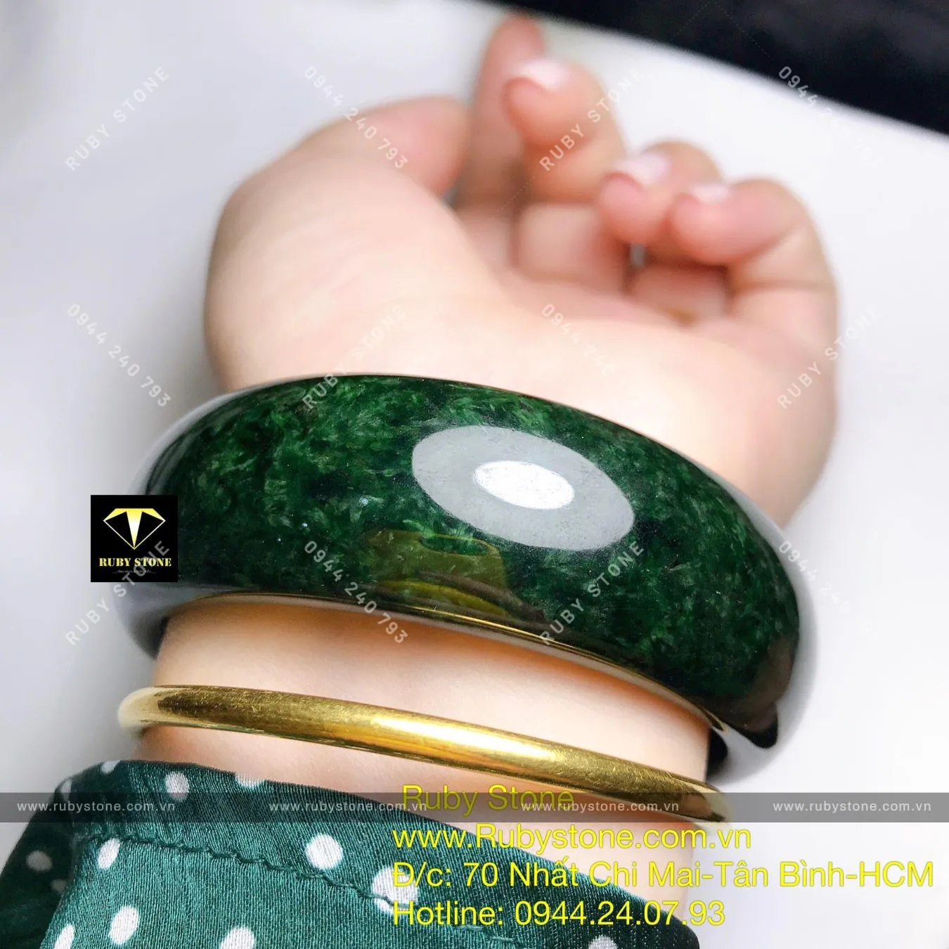 Vòng bản ngọc Cẩm thạch sơn thuỷ xanh đen, bản 21mm Vòng bản ngọc Cẩm thạch sơn thuỷ xanh đen, bản 21mm - Ảnh 2