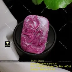 Mặt dây chuyền liên hoa Ruby Nam Phi, KT 38x26mm - Hình ảnh 2