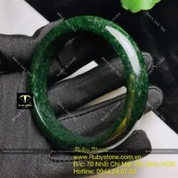 Vòng ngọc Cẩm thạch sơn thuỷ xanh đen, bản 15mm - Ảnh 13