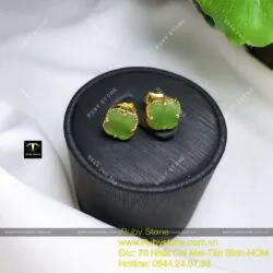 Khuyên tai cỏ bốn cánh ngọc bích, vàng 10k - Hình ảnh 5