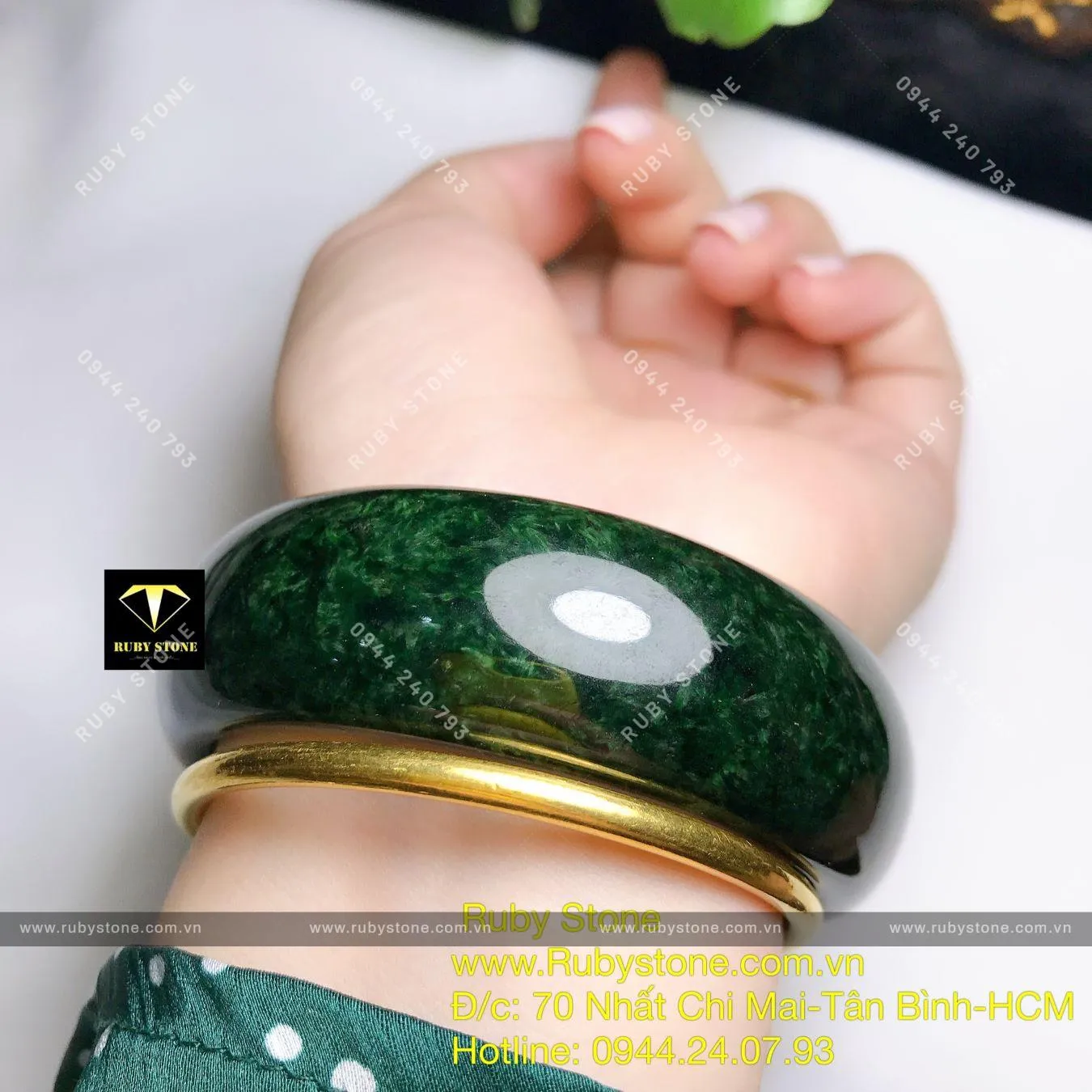 Vòng bản ngọc Cẩm thạch sơn thuỷ xanh đen, bản 21mm Vòng bản ngọc Cẩm thạch sơn thuỷ xanh đen, bản 21mm - Ảnh 4