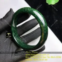 Vòng ngọc Cẩm thạch sơn thuỷ xanh đen, bản 15mm - Ảnh 20