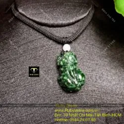 Mặt dây chuyền tỳ hưu Cẩm thạch sơn thuỷ A (jadeite A) - Ảnh 4