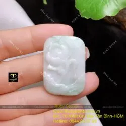 Mặt dây chuyền liên hoa (hoa sen) ngọc Cẩm thạch, KT 32mm - Hình ảnh 14