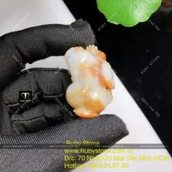 Tỳ hưu cẩm thạch huyết chạm trổ tinh xảo, KT 37mm - Hình ảnh 9