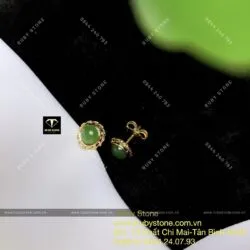 Khuyên tai Ngọc Bích 6 ly chỉ se, vàng 18k - Ảnh 2