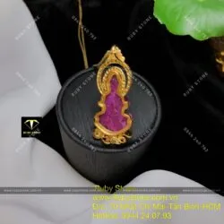 Phật Bà Quan Âm Ruby Nam Phi, KT 38mm, vàng 18k - Hình ảnh 8