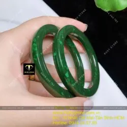 Cặp vòng bản liền ngọc bích Canada, bản vuông 7mm - Ảnh 4