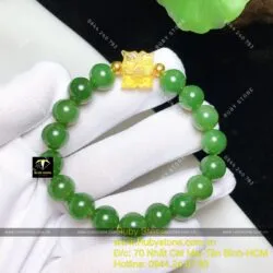 Vòng ngọc bích Canada mix charm Hổ phách, bi vàng 24k - Ảnh 4