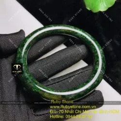 Vòng ngọc Cẩm thạch sơn thuỷ xanh đen, bản tròn 10mm - Ảnh 11