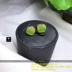 Khuyên tai cỏ bốn cánh ngọc bích, vàng 10k - Hình ảnh 3
