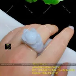 Nhẫn liên hoa (hoa sen) Cẩm thạch bạch ngọc