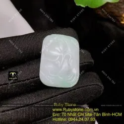 Mặt dây chuyền liên hoa (hoa sen) ngọc Cẩm thạch, KT 32mm - Hình ảnh 11