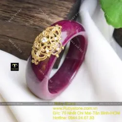 Vòng bản liền Ruby Nam Phi, ni tay 56mm, vàng 18k
