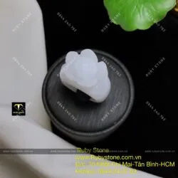 Nhẫn liên hoa (hoa sen) Cẩm thạch bạch ngọc - Hình ảnh 4