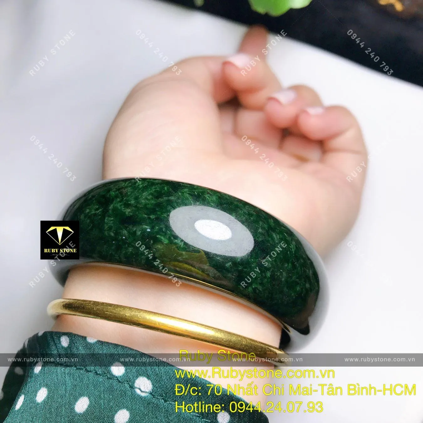 Vòng bản ngọc Cẩm thạch sơn thuỷ xanh đen, bản 21mm Vòng bản ngọc Cẩm thạch sơn thuỷ xanh đen, bản 21mm - Ảnh 3
