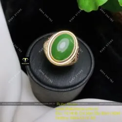 Nhẫn oval nam ngọc bích Canada, vàng 18k - Ảnh 2