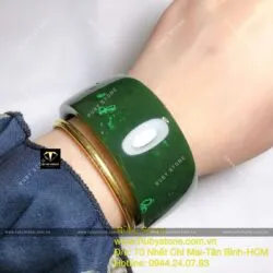 Vòng bản liền Ngọc bích xanh đậm, bản 30mm - Hình ảnh 9