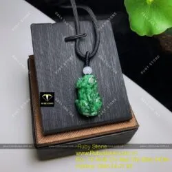Mặt dây chuyền tỳ hưu Cẩm thạch sơn thuỷ (jadeite A) - Hình ảnh 5