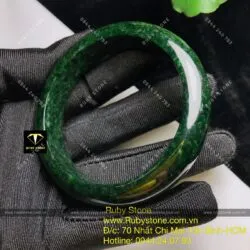 Vòng ngọc Cẩm thạch sơn thuỷ xanh đen, bản 15mm - Ảnh 12