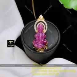 Phật Bà Quan Âm Ruby Nam Phi, KT 38mm, vàng 18k
