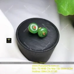 Khuyên tai Đồng điếu nhị đỏ Ngọc Bích, vàng 10k Khuyên tai Đồng điếu nhị đỏ Ngọc Bích, vàng 10k