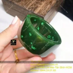 Vòng bản liền Ngọc bích xanh đậm, bản 30mm - Hình ảnh 5
