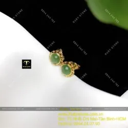 Khuyên tai Ngọc Bích 6 ly chỉ se, vàng 18k - Ảnh 5